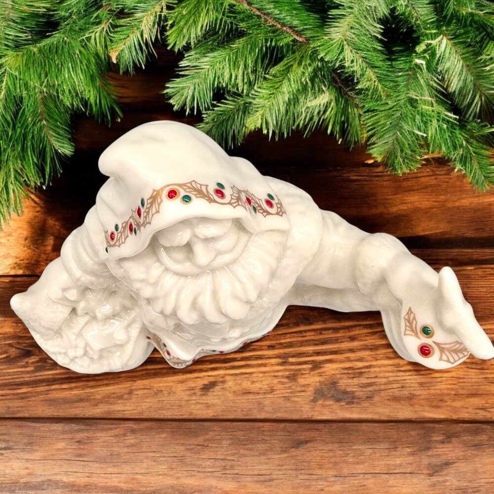 LENOX Jeweled Woodland Santa Figurine 1994 Christmas 2nd in Series Porcelain - Picture 5 of 9